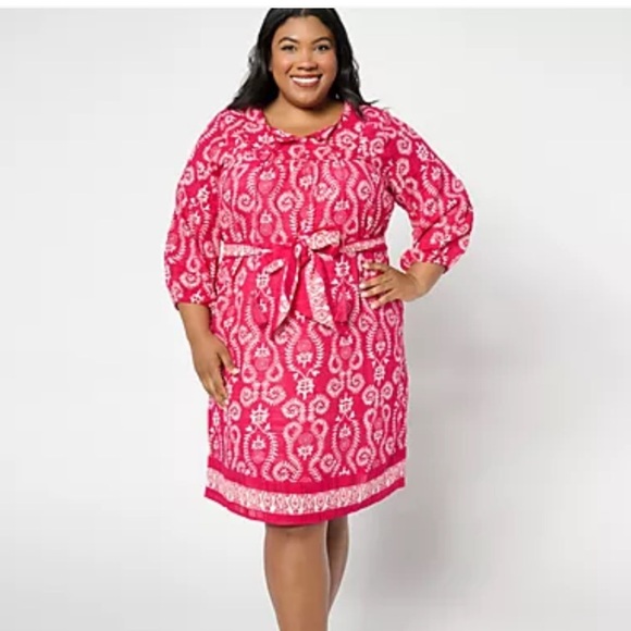 Studio Park x Amy Stran Petite Printed Dress w Removable Belt - Picture 1 of 5